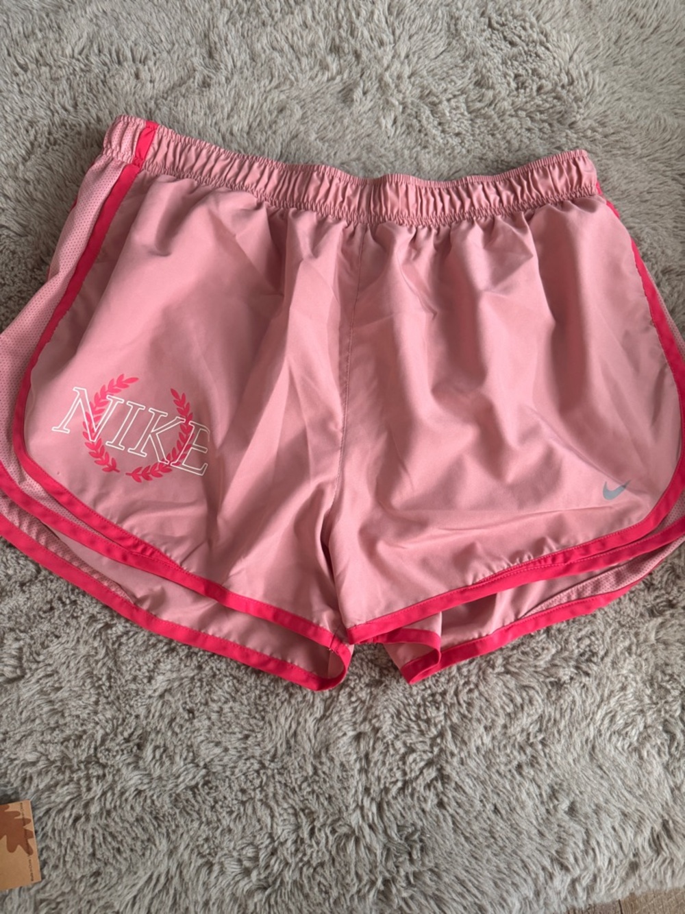 Nike Women’s Light Pink Athletic Shorts with Hot Pink Trim